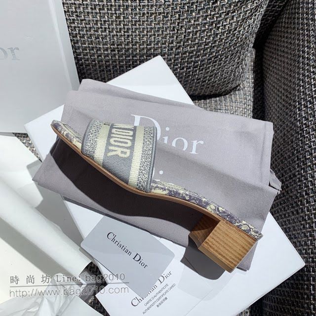 DIOR女鞋 迪奧2021專櫃新款磨砂新大底涼拖 Dior一字型刺繡平拖  naq1509